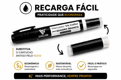 3 Píncel Marcador Recarregavel Para Quadro Braco Lousa Escola - Não Mancha