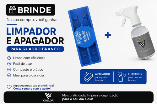 6 Pincel Canetão De Quadro Branco Lousa+ 6 Cargas + Brinde [preto, Azul, Vermelho]