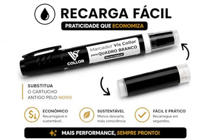 3 Píncel Marcador Recarregavel Para Quadro Braco Lousa Escola - Não Mancha