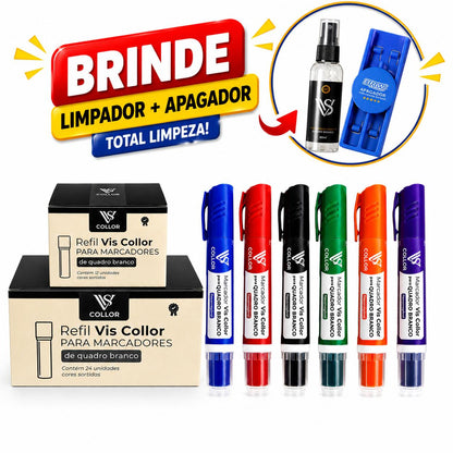 36 Recargas para Marcador pincel de quadro branco lousa + Brinde