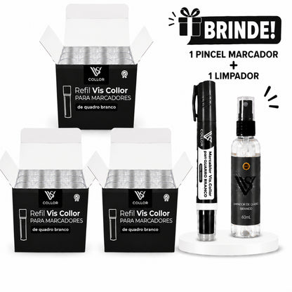 36 Recargas Tinta Para Marcador Pincel Quadro Branco Lousa + Pincel e Limpador Gratis