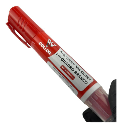 Marcador Canetão Para Quadro Branco Recarregavel  Kit 3 Vermelho