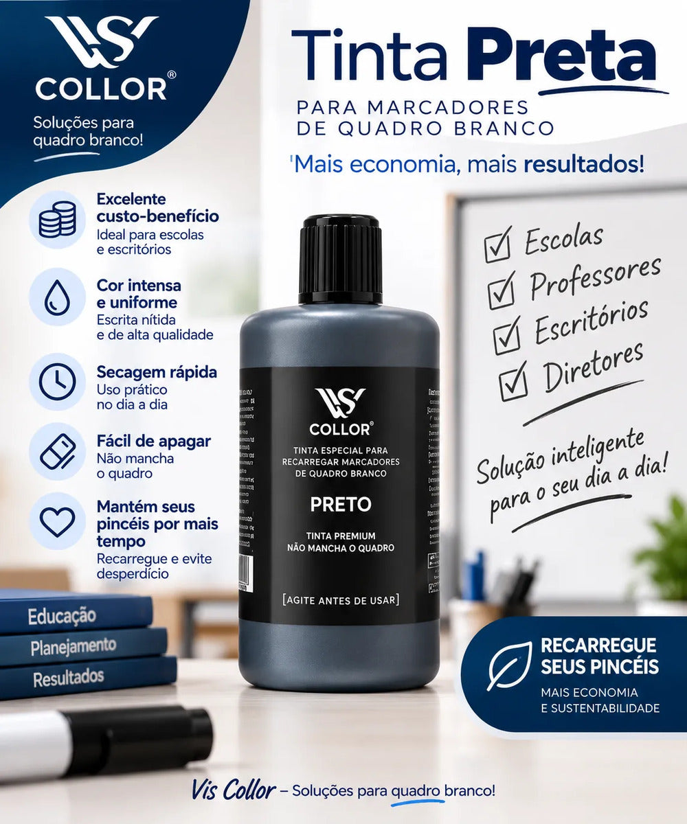 Kit 3 Tintas Vis Collor 250ml Recarga Pincel Quadro P Branco