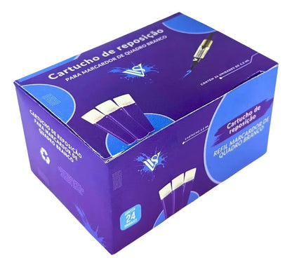 Recarga Refil P/pincel Marcador De Quadro Branco Pilot Cx 24 Azul