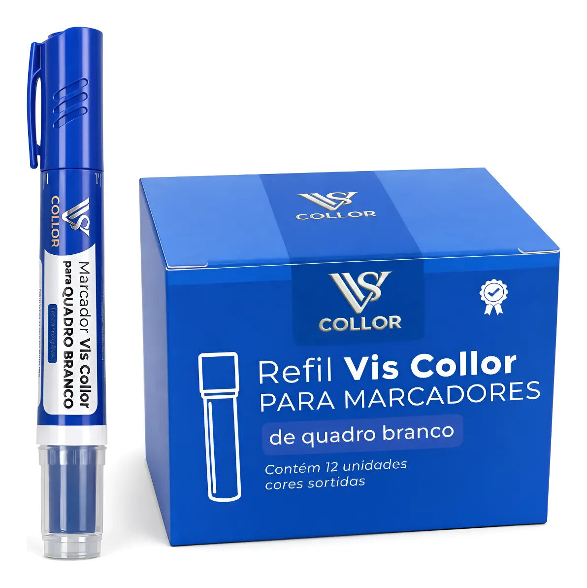 Pincel Quadro Branco Recarregável + 12 Recargas Não Mancha