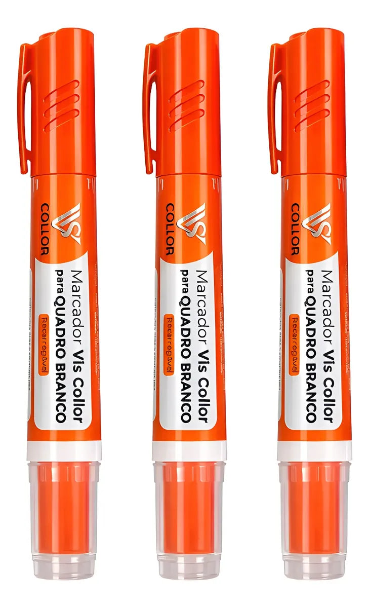 Marcador Canetão Para Quadro Branco Recarregavel  Kit 3