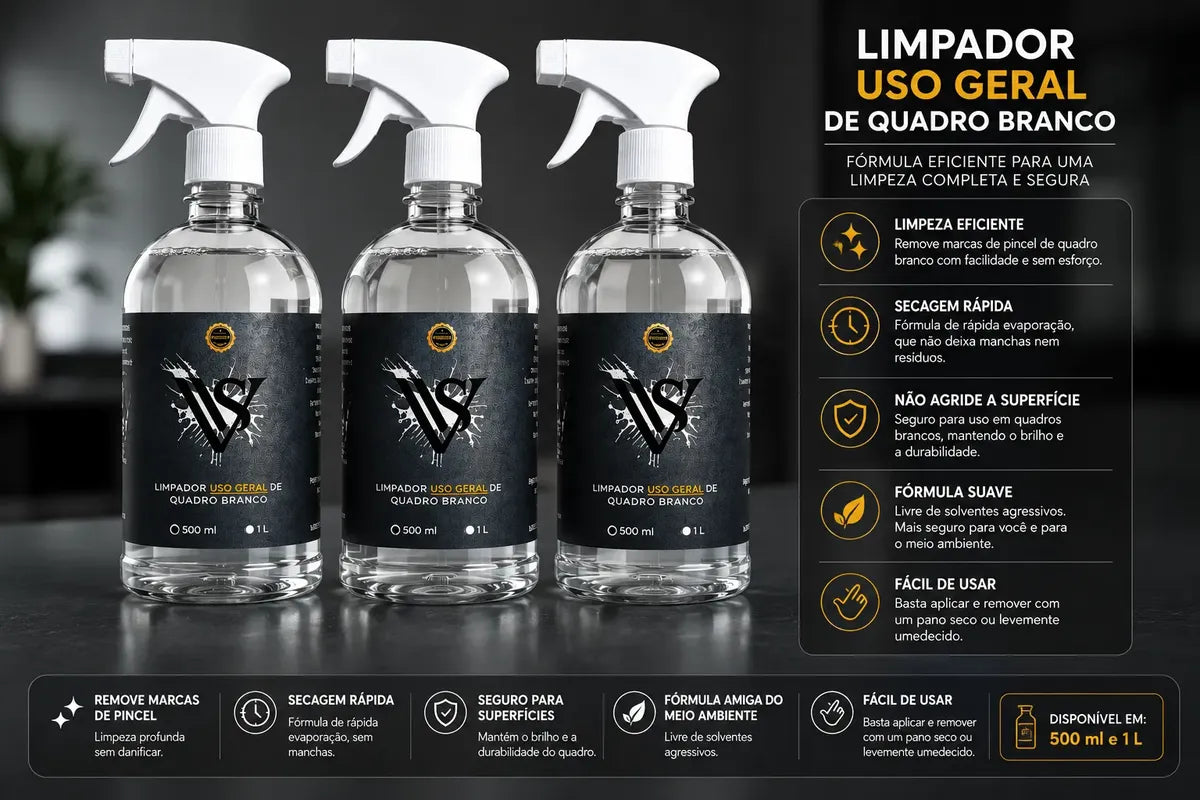 Kit 25 Limpador Para Quadro Branco Carinon Clean 500 Ml Transparente
