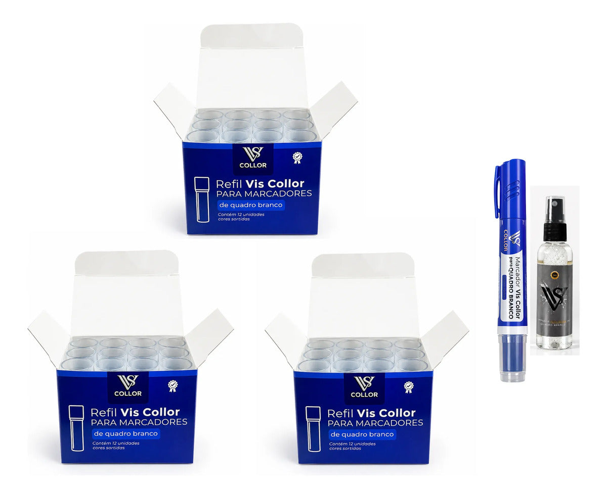 36 Recarga Tinta De Pincel De Quadro Branco Lousa +brinde Azul