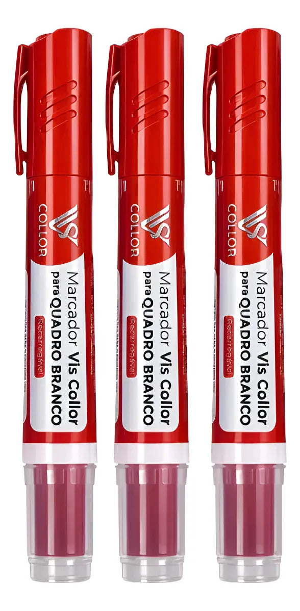 Marcador Canetão Para Quadro Branco Recarregavel  Kit 3