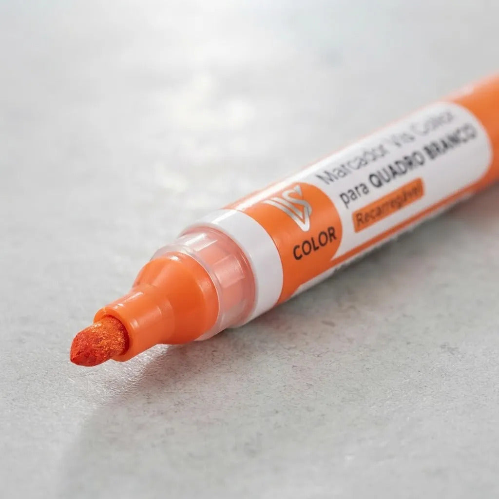 Marcador Canetão Para Quadro Branco Recarregavel  Kit 3 Laranja