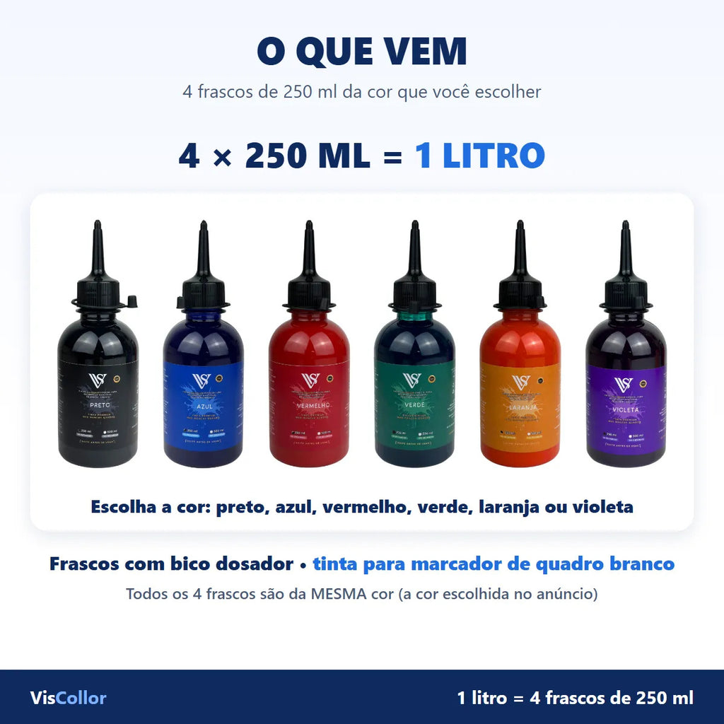 Tinta Para Pincel Quadro Branco 1 Litro Compatível Pilot