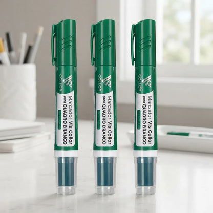 Marcador Canetão Para Quadro Branco Recarregavel  Kit 3 Verde
