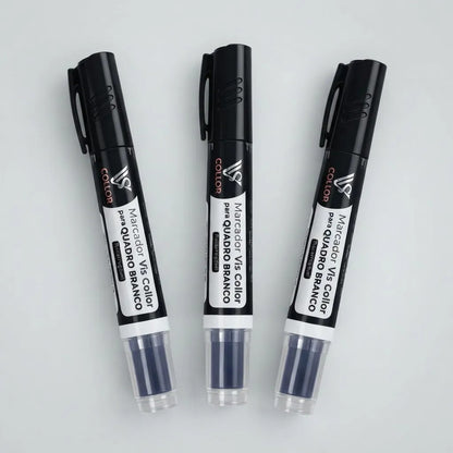 Marcador Canetão Para Quadro Branco Recarregavel  Kit 3 Preto