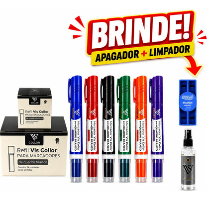 Cartucho Pincel De Quadro Branco Lousa 36 + 6 Canetão+brinde