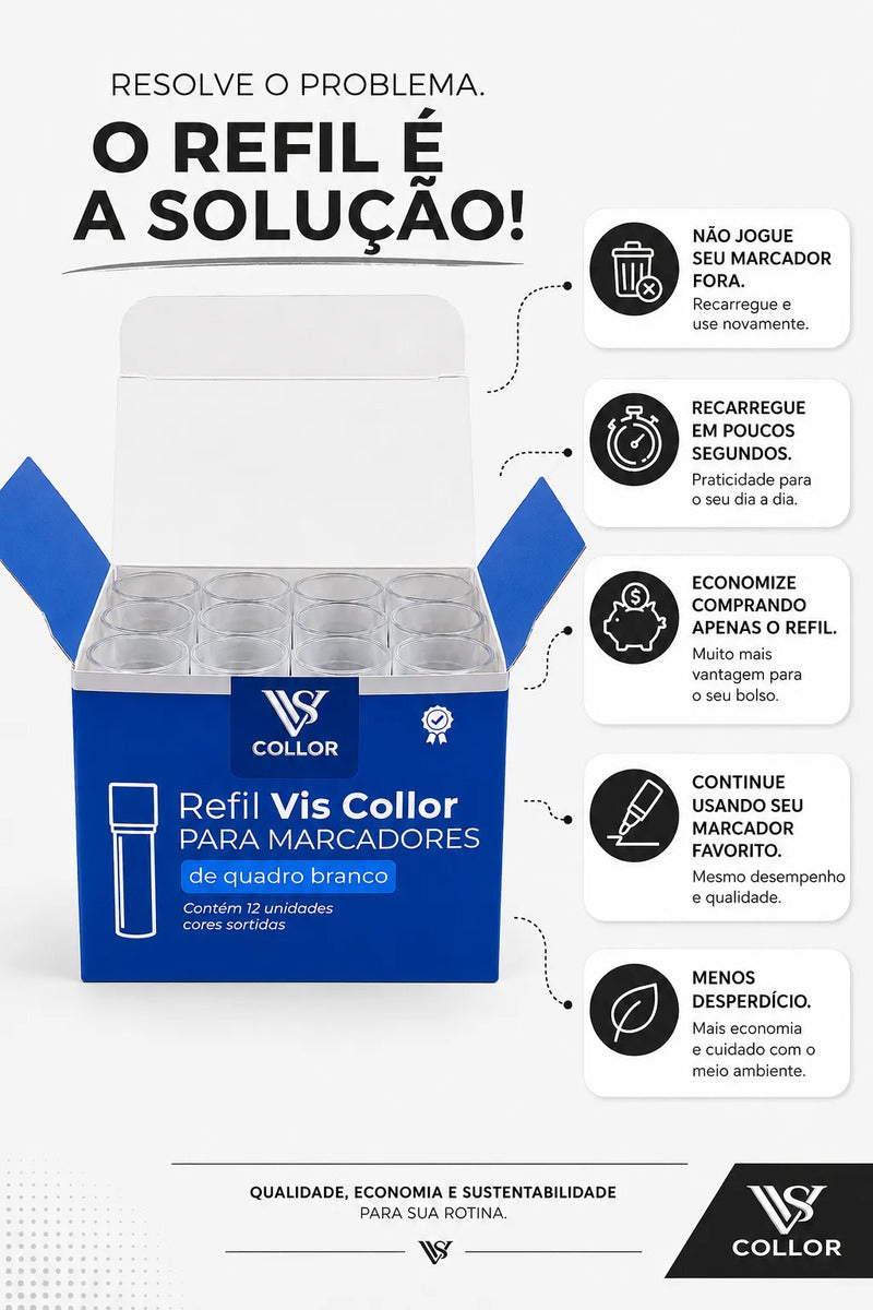 36 Recagas De Quadrobranco P/ Pincel Marcador Pilot,az,pt,vm