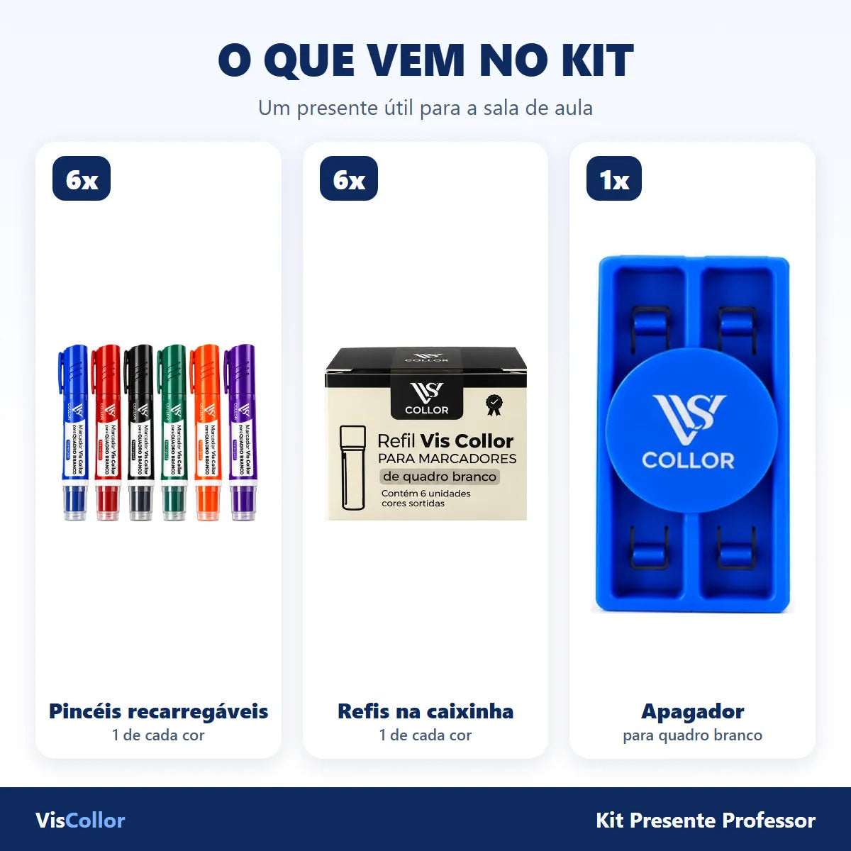 Kit Presente Professor 6 Pincel Quadro Branco + Apagador