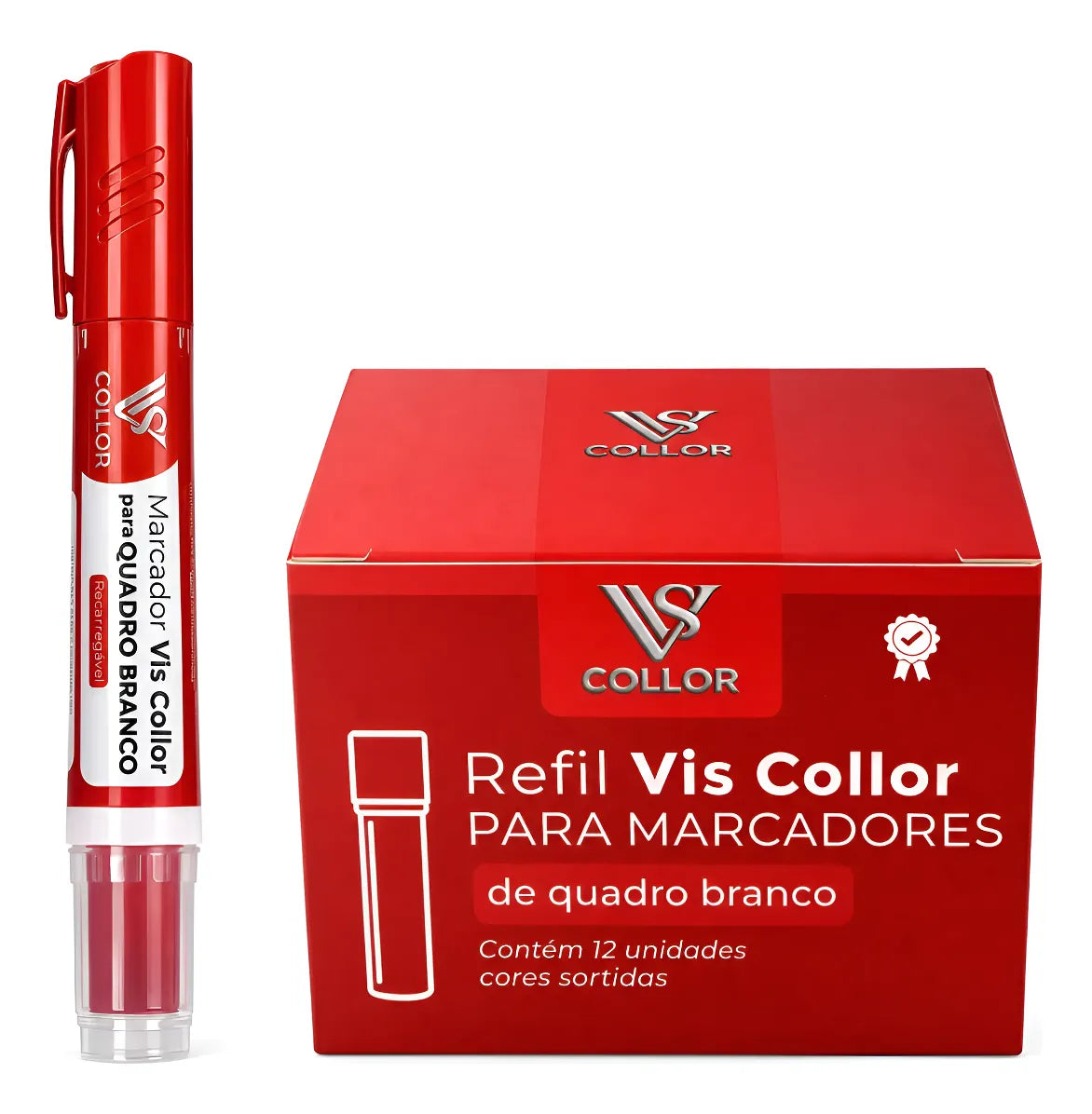 Pincel Quadro Branco Recarregável + 12 Recargas Não Mancha