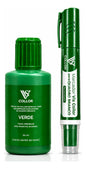 Pincel Marcador Quadro Branco Recarregável + Tinta 60ml Vis Verde