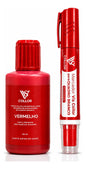Pincel Marcador Quadro Branco Recarregável + Tinta 60ml Vis Vermelho