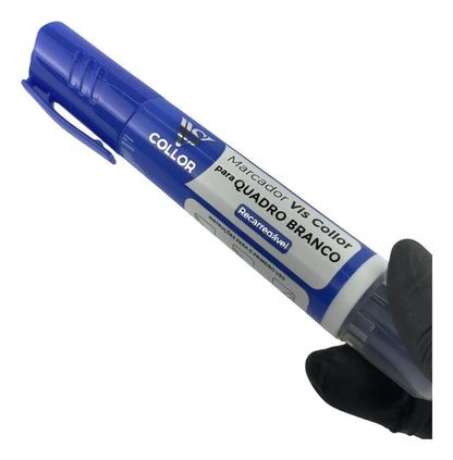 Marcador Canetão Para Quadro Branco Recarregavel  Kit 3 Azul
