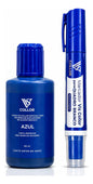 Pincel Marcador Quadro Branco Recarregável + Tinta 60ml Vis Azul