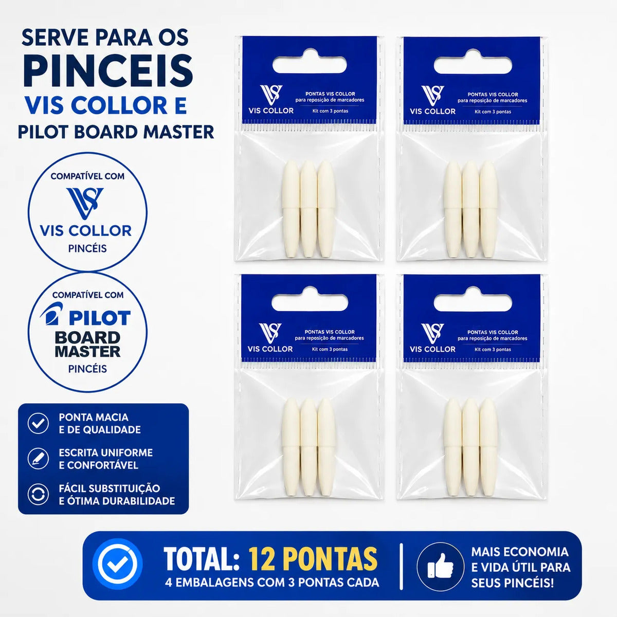 6 Pincel Marcador Quadro Branco Lousa Escola+6 Pontas Macias 6 Cores
