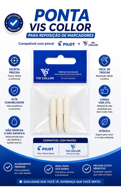 Pontas Reposiçao Para Marcador De Quadro Branco Pilot 9 Pontas
