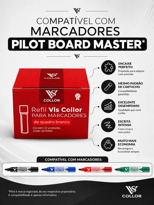 36 Recagas De Quadrobranco P/ Pincel Marcador Pilot,az,pt,vm