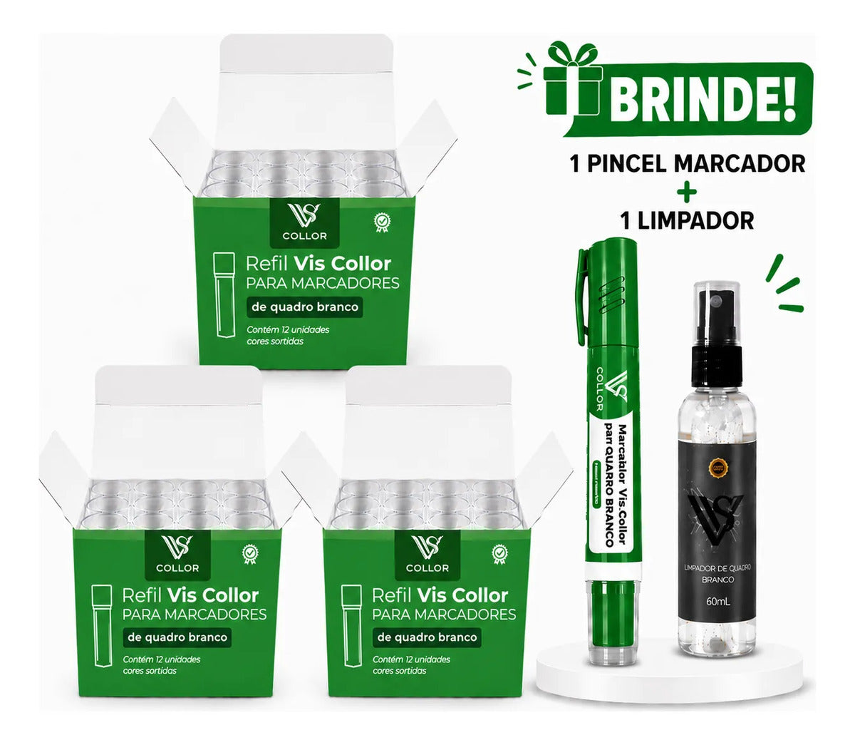 36 Recarga Tinta De Pincel De Quadro Branco Lousa +brinde Verde