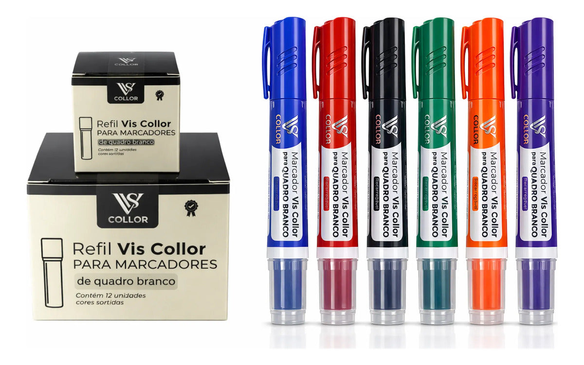 Combo 6 Pinceis Para Quadro Branco Recarregável + 18 Cargas Multicolorido