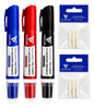 Kit 3 Marcadores De Quadro Branco + 6 Pontas Extras  Macias Preto-azul-vermelho