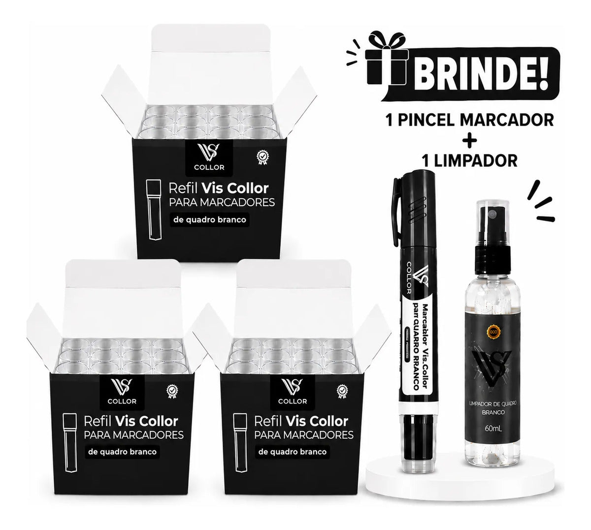 36 Recarga Tinta De Pincel De Quadro Branco Lousa +brinde Preto