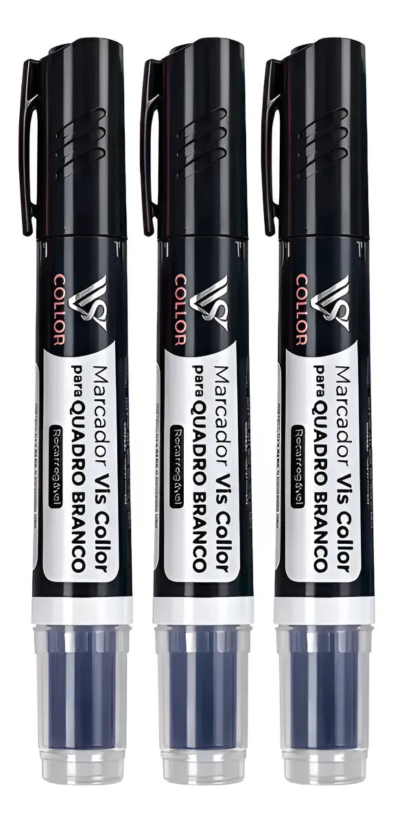 Marcador Canetão Para Quadro Branco Recarregavel  Kit 3