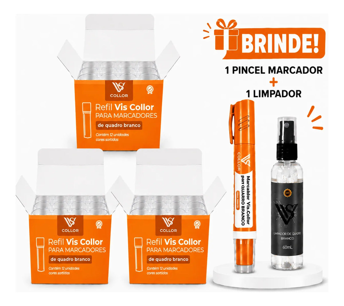 36 Recarga Tinta De Pincel De Quadro Branco Lousa +brinde Laranja