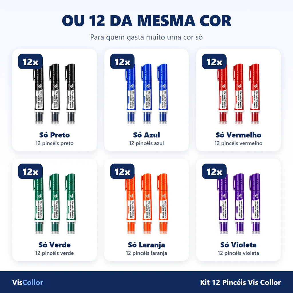 Caneta Para Quadro Branco Kit 12 Unidades
