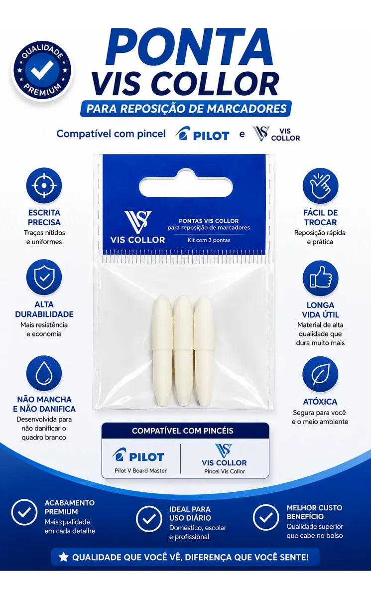 6 Pincel Marcador Quadro Branco Lousa Escola+6 Pontas Macias 6 Cores