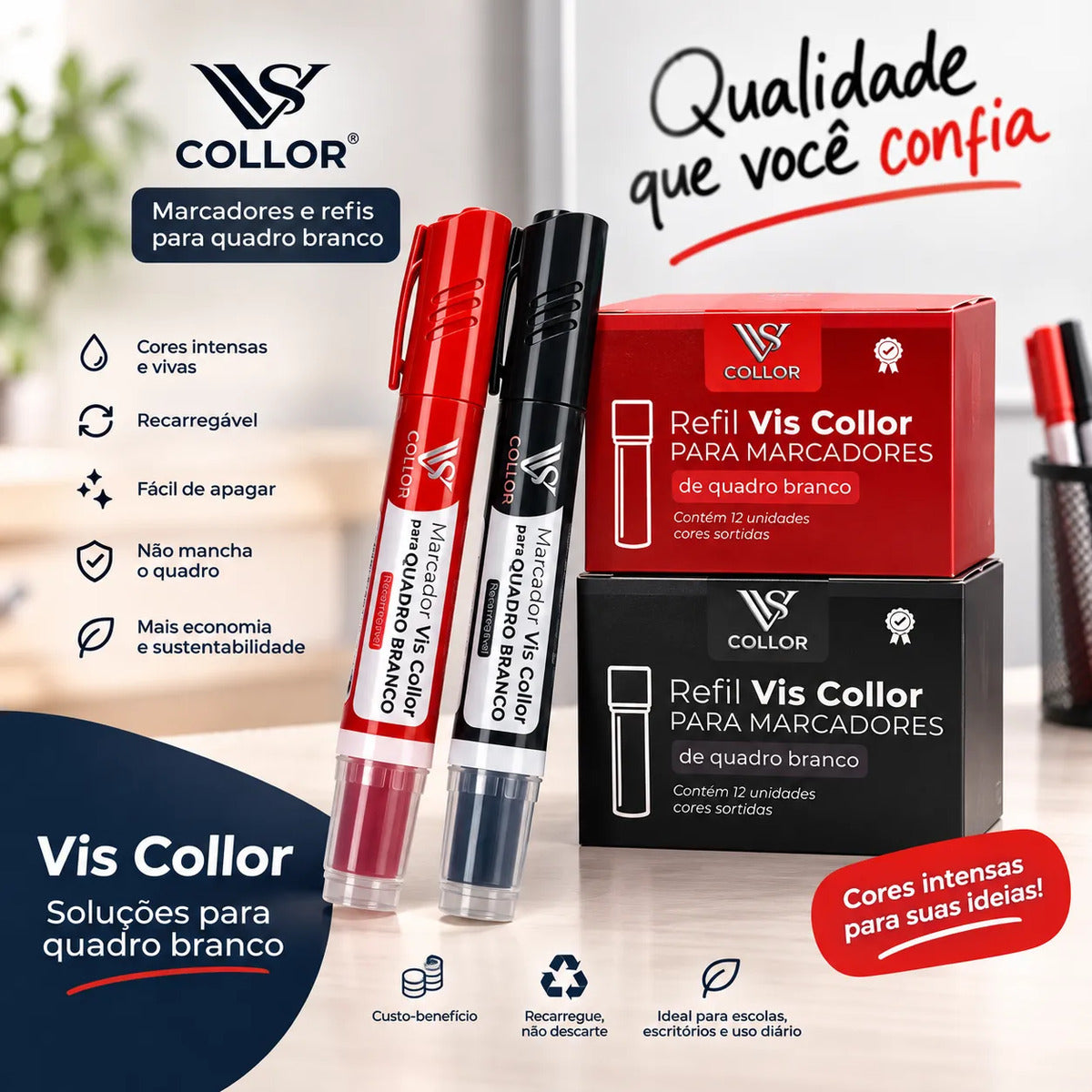 24 Cartuchos E 2 Pincéis Preto E Vermelho Recarregáveis