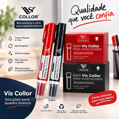 24 Cartuchos E 2 Pincéis Preto E Vermelho Recarregáveis