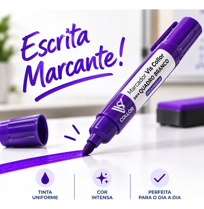 Marcador Canetão Para Quadro Branco Recarregavel  Kit 3 Violeta