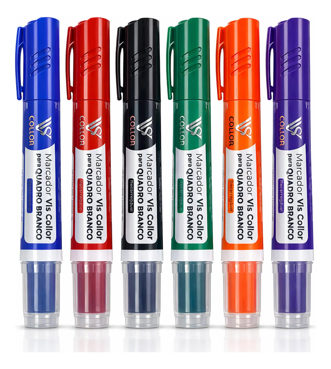 Combo 6 Pinceis Para Quadro Branco Recarregável + 18 Cargas Multicolorido