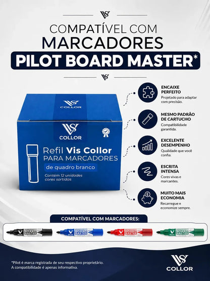 Recarga Para Pincel De Quadro Branco Pilot Kit Com 3 Caixas Tinta Azul