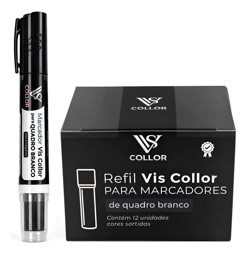 Pincel Quadro Branco Recarregável + 12 Recargas Não Mancha