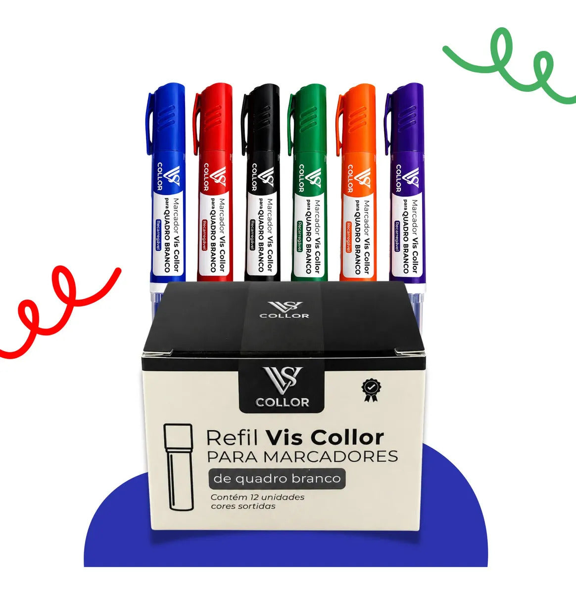 Kit 12 Refil Recarga + 6 Pincel Marcador Para Quadro Branco