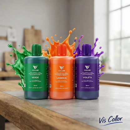 Kit 3 Tintas Vis Collor 250ml Recarga Pincel Quadro P Branco