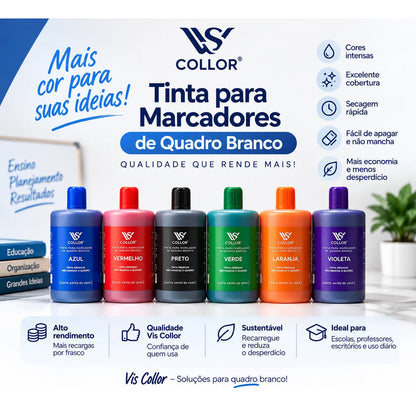 Kit 3 Tintas Vis Collor 250ml Recarga Pincel Quadro P Branco