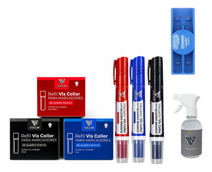 Kit 36 Recargas P/pincel De Quadro Branco + 3 Pincel +brinde