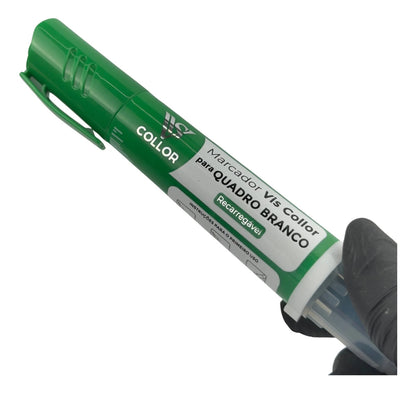 Pincel Marcador Quadro Branco Recarregável+6 Recargas Extras Verde