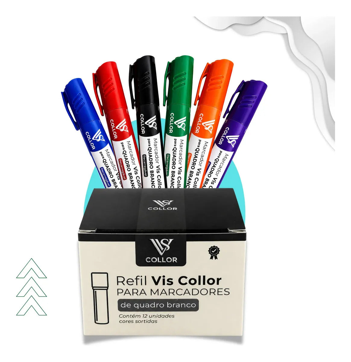 Kit 12 Refil Recarga + 6 Pincel Marcador Para Quadro Branco