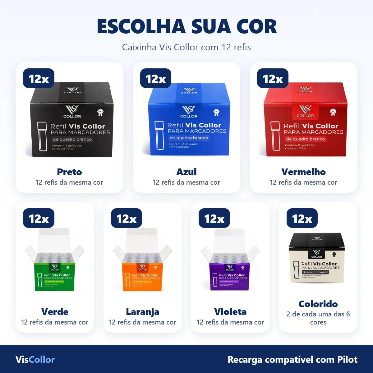 Recarga Compatível Com Pilot Quadro Branco Caixa 12