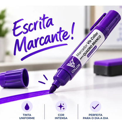 Pincel Marcador Quadro Branco Recarregável+6 Recargas Extras Violeta